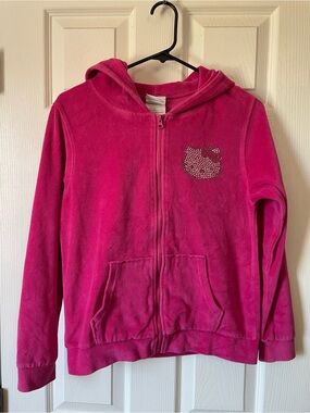 Universal Hot Pink Hooded Zip Jacket with Rhinestone Hello  Kitty